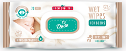 Дитячі вологі серветки Dada Sensitive без запаху 72 шт з клапаном