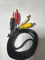 Шнур AV для підключення цифрової техніки штекер 3.5*3RCA 1,5 метра(подовжений штекер)