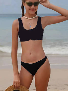 Купальник для дівчинки роздільний чорний