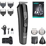 Машинка для стрижки VGR V-175 акумуляторна, тример з 5 насадками, потужність 10 Вт, фото 2