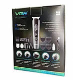 Машинка для стрижки VGR V-175 акумуляторна, тример з 5 насадками, потужність 10 Вт, фото 5