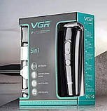 Машинка для стрижки VGR V-175 акумуляторна, тример з 5 насадками, потужність 10 Вт, фото 8