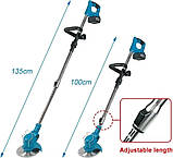 Акумуляторний тример-газонокосарка 48В на коліщатках, з насадками та 2 АКБ, фото 5