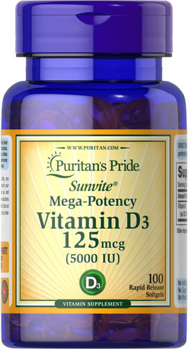 Puritan's Pride Vitamin D3 5000 IU 100 капсул, фото 1