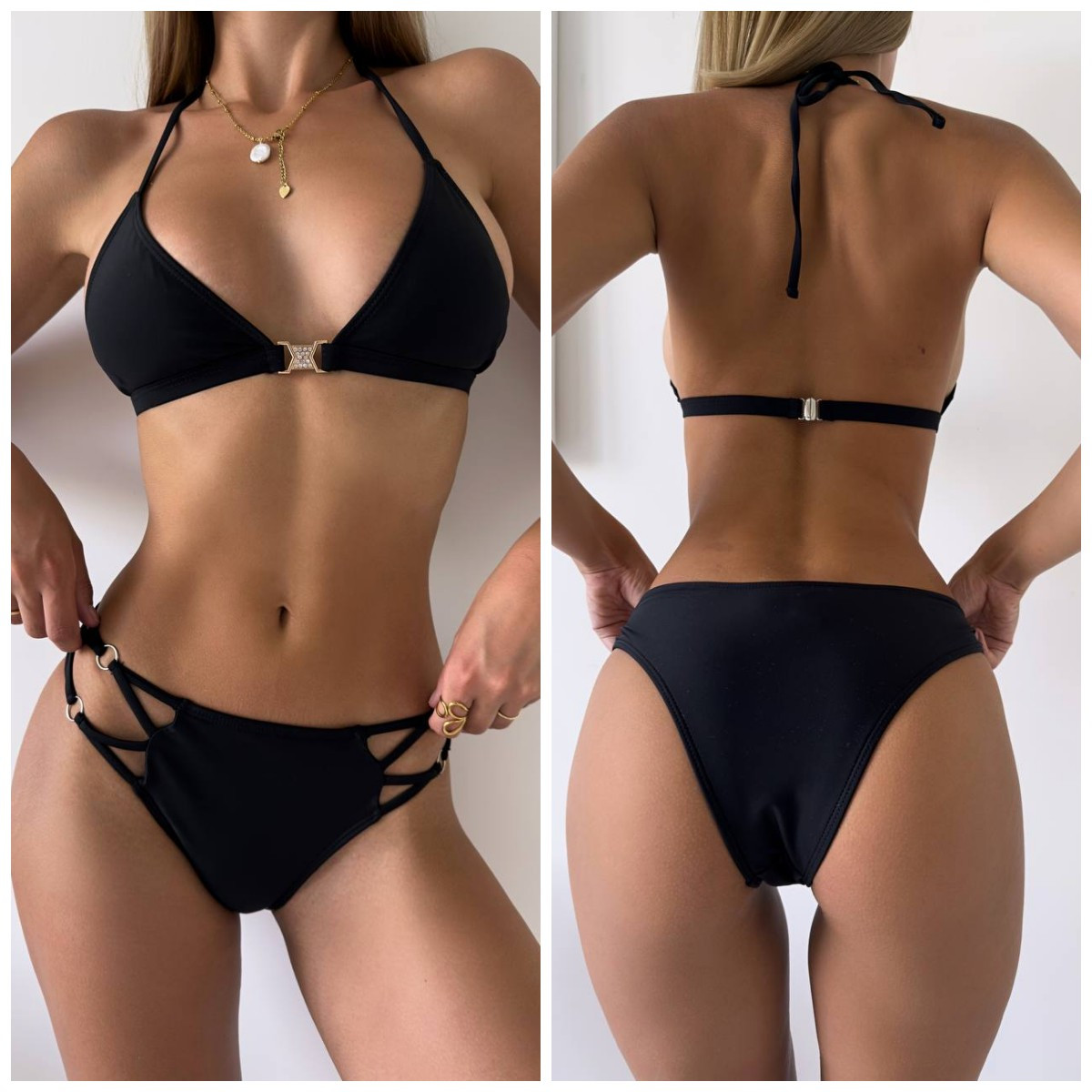 Жіночий роздільний чорний купальник, фото 1