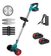 Газонокосарка акумуляторна 48V з колесами, 2 батареї по 2000 мАг, насадки в комплекті