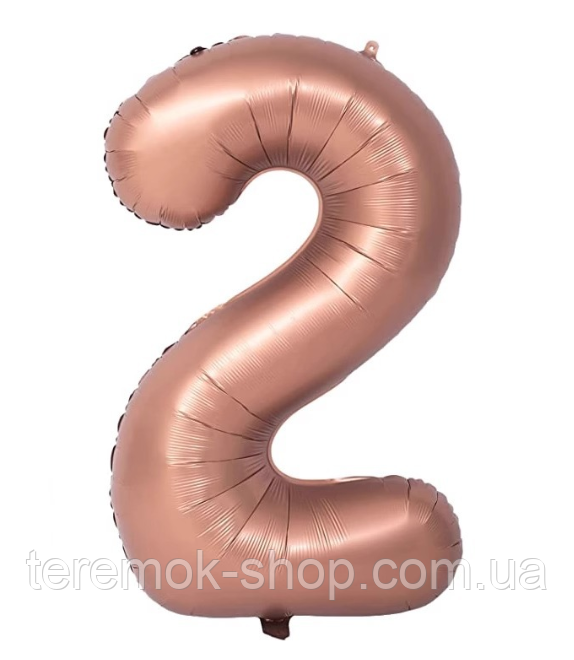 Куля фольгована цифра 2  шоколад 102 см 40" в упаковці, фото 1