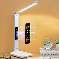 Led лампа настільна з акумулятором годинником і термометром 868s світлодіодна лампа на стіл kolibri