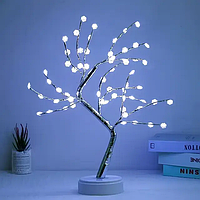 Лампа Led настільна Дерево сріблястий кристал квітка Usb батарейки тепле світло kolibri