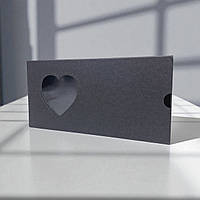 Коробка-футляр для шоколаду з вікном "Серце" (160х80х15мм.) чорна