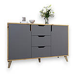 Комод у вітальню з ніжками в кольорі Горіх світлий М-ЗОН Борн 1200 Дуб артизан/Антрацит (MZN-031089), фото 2