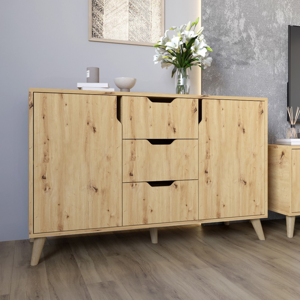 Комод у вітальню з ніжками в кольорі Горіх світлий М-ЗОН Борн 1200 Дуб артизан (MZN-031091), фото 1