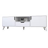 Тумба під телевізор з білими ніжками М-ЗОН Борн 1600 Німфея Альба (білий) (MZN-031099), фото 2