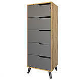 Комод високий з чорними ніжками 5 ящиків М-ЗОН Борн 500 Дуб Артизан/Антрацит (MZN-031101), фото 2