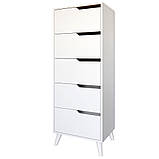 Комод високий з білими ніжками 5 ящиків М-ЗОН Борн 500 Німфея Альба (білий) (MZN-031109), фото 2