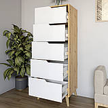 Комод високий з білими ніжками 5 ящиків М-ЗОН Борн 500 Німфея Альба (білий) (MZN-031109), фото 3