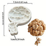 Молд ведмедик з сердечними кульками 10,2×7,3×1 см для торта, мастики, шоколаду, фото 3