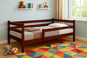 Ліжко Соня 80 х 190 см із захисним бортиком дитяче (горіх темний)