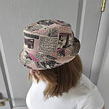 Шляпа KENT&AVER жіноча челентанка бавовна джокер принт газета, фото 3