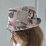 Шляпа KENT&AVER жіноча челентанка бавовна джокер принт газета, фото 5
