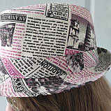 Шляпа KENT&AVER жіноча челентанка бавовна джокер принт газета, фото 6