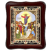 Ікона Вознесіння Господнє, лик 15х18 см, у темному дерев'яному кіоті з камінням