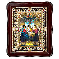 Ікона Пресвята Трійця, лик 15х18 см, у темному дерев'яному кіоті з камінням