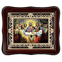 Ікона Таємна Вечеря, лик 15х18 см, у темному дерев'яному кіоті з камінням