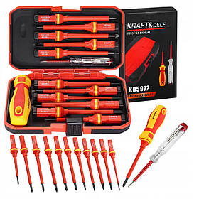 Набір ізольованих викруток 14 ел. VDE 1000V KD5972