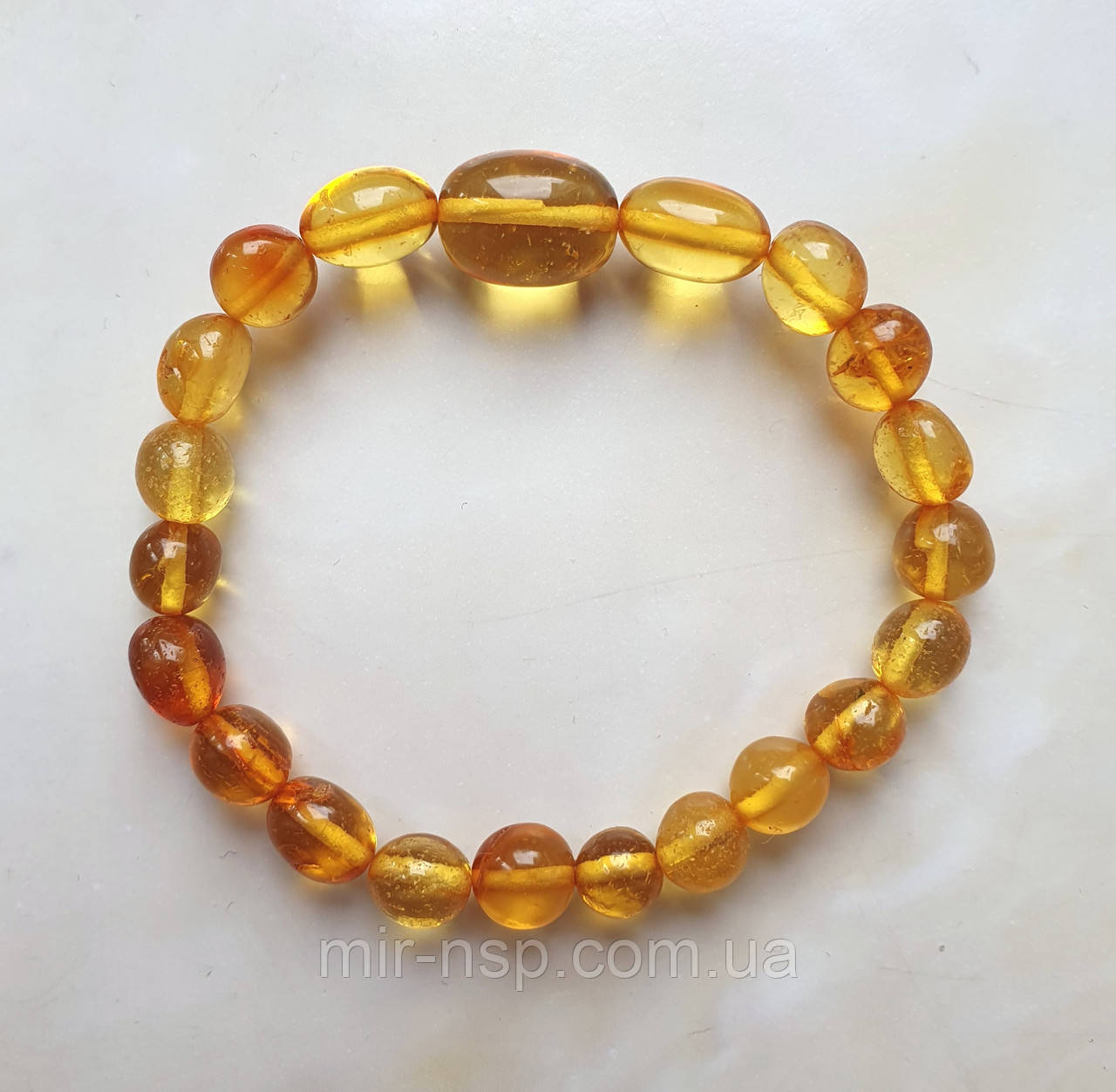 Браслет 100% натуральний бурштин розмір 17, фото 1