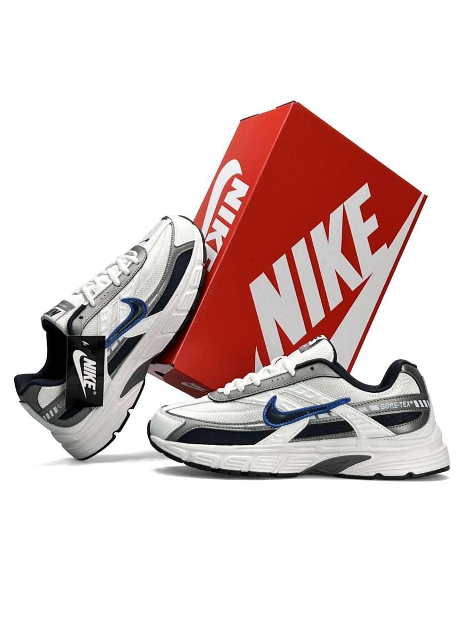 Чоловічі шкіряні текстиль кросівки Nike Initiator White Grey Black, кеди Найк шкіра текстиль. Чоловіче взуття