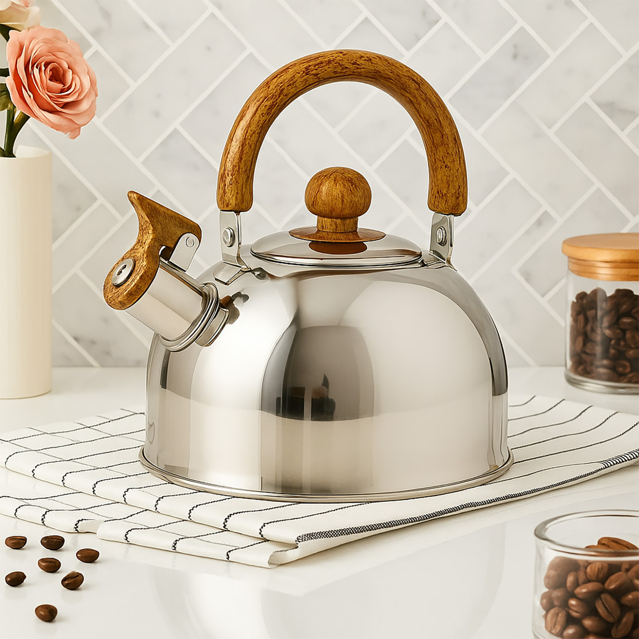 Чайник зі свистком та кришкою 2.0 л з нержавіючої сталі Zauberg ZB001/2