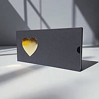 Коробка-футляр для шоколаду "Серце" (160х80х15мм.) чорно-золота