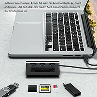 USB хаб Deepfox U3 6 в 1 hub картридер 50см, фото 2
