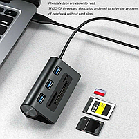 USB хаб Deepfox U3 6 в 1 hub картридер 50см, фото 4