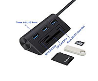 USB хаб Deepfox U3 6 в 1 hub картридер 50см, фото 5