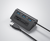 USB хаб Deepfox U3 6 в 1 hub картридер 50см, фото 6