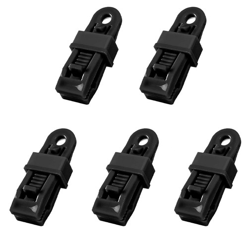 Затискач для тенту 5шт прищіпка крокодил для брезенту з отвором, пластик, фото 1