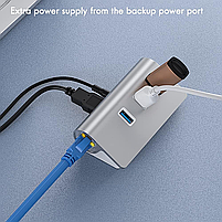 Мережева карта Deepfox U1 Gigabit USB Type A RJ45 HUB Ethernet LAN адаптер мережевий 1000 Мбіт/с, фото 3