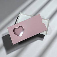 Коробка-футляр для шоколаду з вікном "Серце" (160х80х15мм.) ніжно-рожева