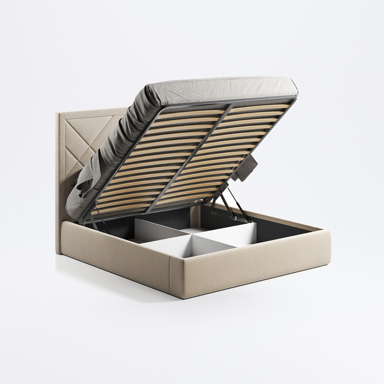 М'яке ліжко 1,6 Віва Підйомне з каркасом (Світло-Бежевий Велюр) Міро-Марк, фото 1