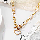 Кулон підвіска вишукане Серце на товстому ланцюжку ланцюг унікальний круглий Ларіат сердечко намисто, фото 3