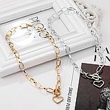 Кулон підвіска вишукане Серце на товстому ланцюжку ланцюг унікальний круглий Ларіат сердечко намисто, фото 5