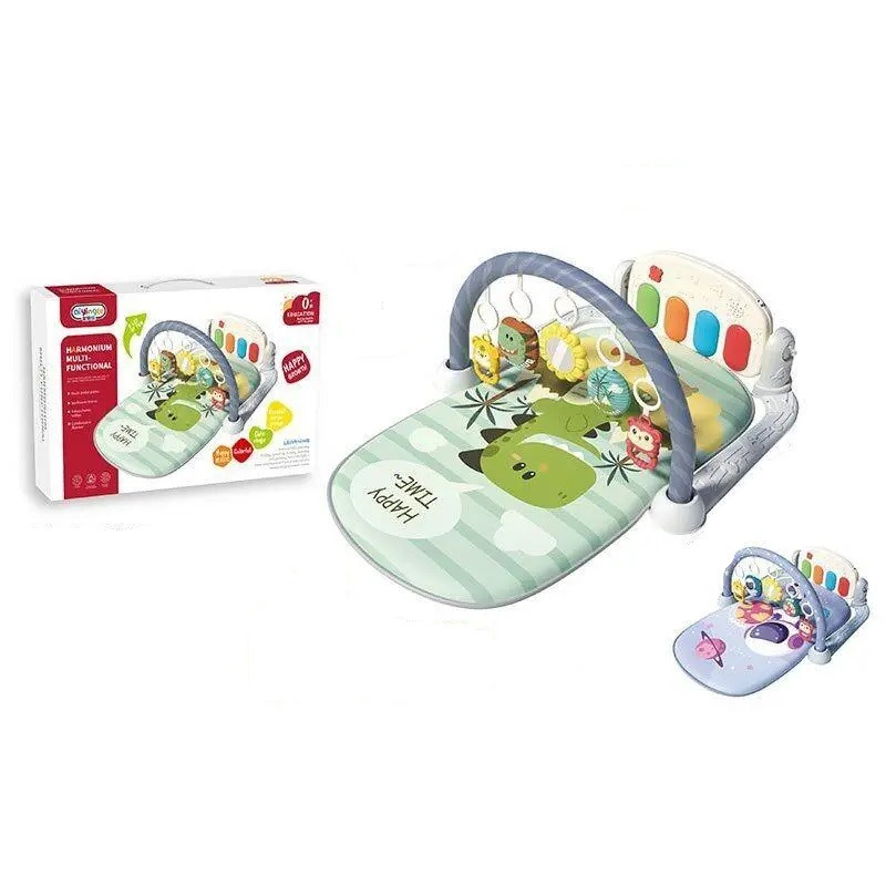 Дитячий музичний розвивальний килимок із піаніно 668-221, 4 брязкальця, дзеркальце, мелодії, фото 1