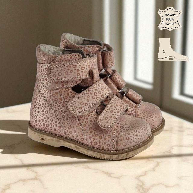 Дитячі високі шкіряні ортопедичні туфлі на липучках від вальгусу 28 розмір, фото 1