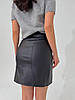 Стильна жіноча міні спідниця з екошкіри з розрізом різні кольори Uv289, фото 9