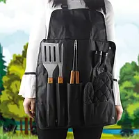 Набір для барбекю та гриля 7 в 1 у сумці-фартуху з кишенями