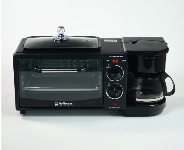 Настільна електрична піч для кухні з кавоваркою та сковорідкою 3в1