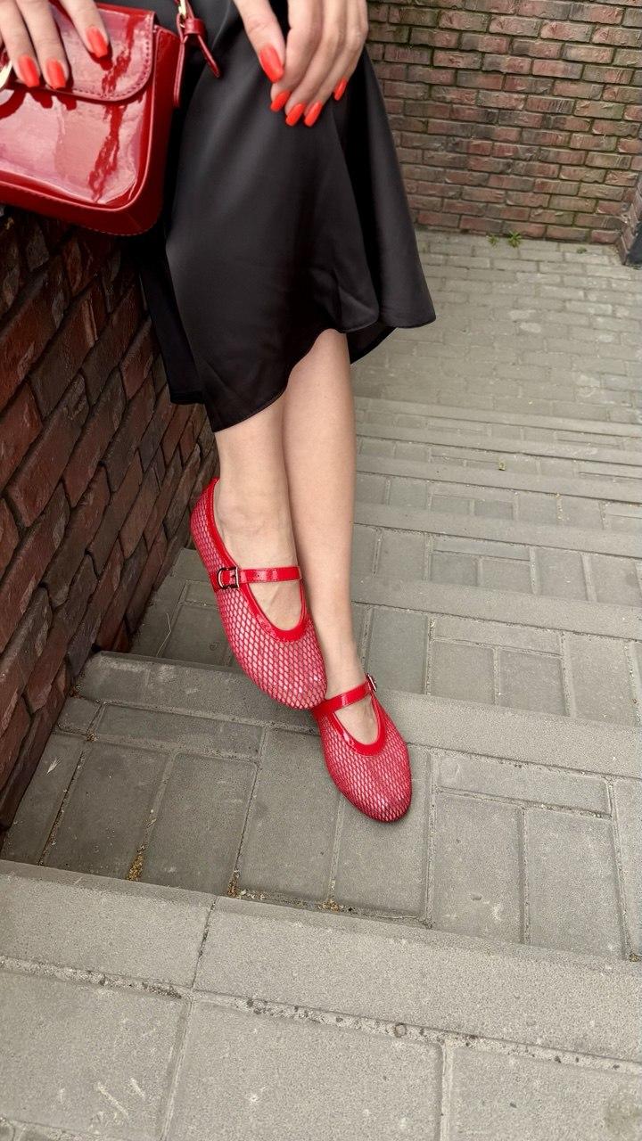 Балетки жіночі, червоні, фото 1