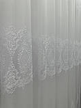 Тюль на основі бамбука з шеніловою вишивкою. Колір: білий, фото 7